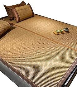 ZHOUXIAO Summer Sleeping Mat Bamboo Cooling Mattress Topper Pad,Straw Mat Summer Sleeping Mats Bed-mat Folding Double-Sided Use Bedroom Cooling for Single Double Bed 0.8 * 1.9M/34 * 74in