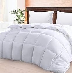 1 PC Pinch Pleated Comforter 100% Best Cotton 500 GSM Fill Power Amazing Decorative Pin Tuck Comforter-All Season Goose Down AlternativeWarm Ultra Fluffy Oversized Queen-White Best Collection
