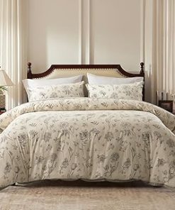 100% Cotton Duvet Cover Queen Size - 3 pcs Vintage Floral duvet cover Set,Breathable Durable Soft Comfy,1 Duvet Cover 90 x 90 In Zipper Closure and 2 Envelope Sealed 20 x 26 In Pillowcase Jane Eyre