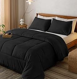 1 Piece Velvet Comforter 400 GSM Ultra Soft Premium Hotel Class Bedding (Oversized King, Black)