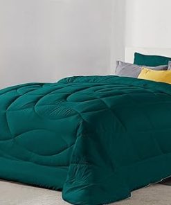 1 Piece U Shape Pattern Comforter Premium Super Soft 400 GSM All Season 800 Thread Count 100% Egyptian Cotton Super King Size Teal Color