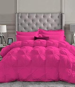 1 Luxury Piece Pinch Pleated Comforter Premium 800 Thread Count 100% Egyptian Cotton Super Soft (Oversized Super King, Red Color)