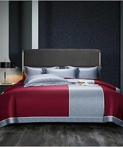 1000Tc Egyptian Cotton Bedding Set Bed Linens Quilt Duvet Cover Pillowcase King Size Flat Sheet,All Season Comforter,A,King