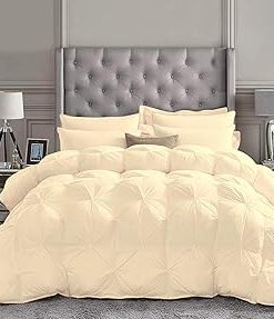 1 Piece Pinch Pleated Comforter Premium 800 Thread Count 100% Egyptian Cotton Super Soft (Full/Queen Size Burgundy Color)
