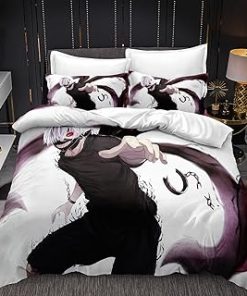 100% Polyester Tokyo Game Duvet Cover Set Kaneki Ken 3D Ghoul Anime Bedding Comforter Cover 3 Pcs (1 Duvet Cover+2 Pillowcases) Bedding Set,Queen