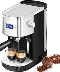 ZAFRO Espresso Machine 20 Bar, Professional Espresso Maker with Milk Frothing Steam Wand, Compact Coffee Machine with 45oz Removable Water Tank for Cappuccino, Latte, Gift, Black