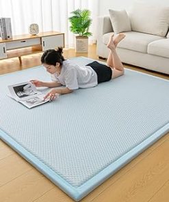 1.2" Thick Futon Mattress, Extra Thick Floor Mat for Living Room, Foldable Roll Up Mattress for Floor, Baby Crawling Tatami Mat, Bedroom Sleeping Floor Mattress with Rebound Foam Filling.(L-blue,50x20