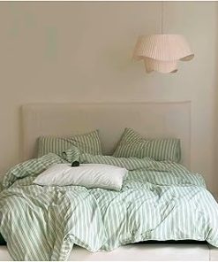 100% Cotton Duvet Cover Set Yarn Dyed Vertical Striped Bedding Comforter Cover Bed Sheet Pillowcases Washed Breathable Bedding,Bedding