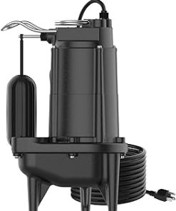 1/2 HP Sewage/Effluent Pump, 6020 GPH Submersible Basement Sewer Pump, Cast Iron Sump Ejector Pump, 2'' NPT for Sewage Basin, 115V Vertical Float Switch SWU-500SE-CR