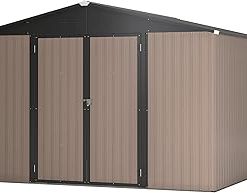 10' x 10' Metal Storage Shed for Ourdoor, Steel Yard Shed with Design of Lockable Doors, Utility and Tool Storage for Garden, Backyard, Patio, Outside use