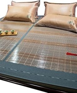 ZHOUXIAO Summer Sleeping Mat Bamboo, Foldable Rollable Rattan Mat Breathable Cool Carbonized Bamboo Mats for Single Double Bed Refreshing Breathable Sweat Bedding Sleeping Ma 1.8 * 2M/70 * 78in