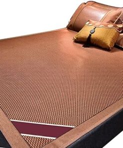 ZHOUXIAO Summer Sleeping Mat Rattan, Foldable Rattan Mat Breathable Cool Ice Silk Bed Mat for Single Double Bed Refreshing Sweat Bedding Sleeping Mat with Pillowcase 2 * 2.2M