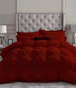 1 Luxury Piece Pinch Pleated Comforter Premium 800 Thread Count 100% Egyptian Cotton Super Soft (Super King, Burgundy Color)