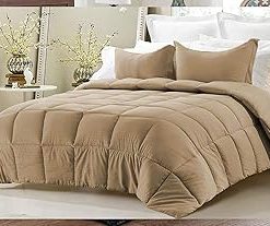 : Light Weight Comforter 3 Pcs. Ultra-Soft Luxury 400 GSM Hotel-Style Thicker for Winter Colder Weather 100% Egyptian Cotton 500 -Oversized King Size (120''X128'') Solid Taupe
