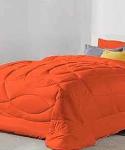 1 Piece U Shape Pattern Comforter Premium Super Soft 400 GSM All Season 800 Thread Count 100% Egyptian Cotton Super King Size Orange Color