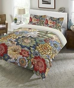 1 Piece 100% Cotton Comforter Twin Size Reversible Cream Blue Pink Ivory Shade Floral Pattern Aesthetic Multi Colored Plain Weave / Muslin | All Season Sage Green Bedding Flowers Blooming Sateen Glam