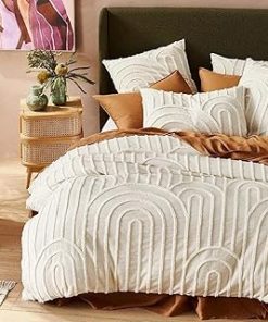 100% Cotton Ultra Luxury Tufted Duvet Cover Set, Elegant Tufted Duvet Cover Set with Stylish Textured Design (White, Twin XL 59"" x 102""), TDCM0151