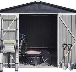 10x12 Ft Outdoor Storage Shed, Metal Sheds & Outdoor Storage with Door & Lock, Multi-Purpose Outdoor Storage Cabinet with Vents for Backyard Garden Lawn Patio