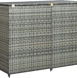 (Fast Delivery) Vertical Storage Shed, Storage Unit Multi-Function, Durable Outdoor Tool Storage Cabinet for Patio, Garden, Backyards Double Wheelie Bin Shed Poly Rattan Anthracite 58.3"x30.3"x43.7"