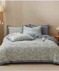 1 Piece Sky Blue Baffle Box Design Comforter King/Cal King, Baby Blue Adult Bedding Master Bedroom Stylish Solid Color Pattern Luxury Elegant Themed, Fine Linens Down Alternative, Microfiber