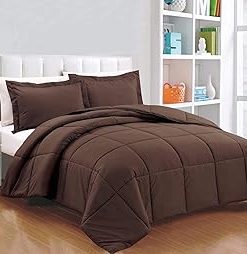 : Light Weight Comforter 3 Pcs. Ultra-Soft Luxury 400 GSM Hotel-Style Thicker for Winter Colder Weather 100% Egyptian Cotton 500 TC -Full XL Size (82''X86'') Solid Coffee