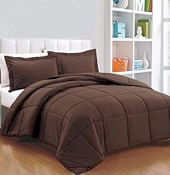 : Light Weight Comforter 3 Pcs. Ultra-Soft Luxury 400 GSM Hotel-Style Thicker for Winter Colder Weather 100% Egyptian Cotton 500 TC Twin XL Size (68''X90'') Solid Coffee