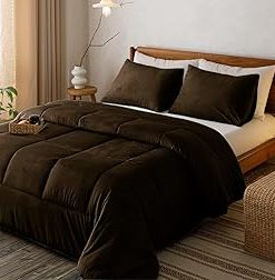 1 Piece Velvet Comforter 400 GSM Ultra Soft Premium Hotel Class Bedding (King/California King, Chocolate)