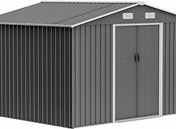 10x8 FT Outdoor Metal Storage Shed, Lockable Sliding Doors, Tool Shed for Garden Patio Backyard Storage