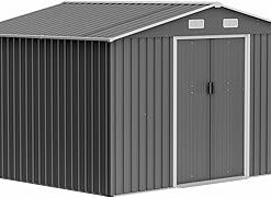 10' x 8' Outdoor Tool Storage Shed - Metal, Lockable, Weather-Resistant「Grey