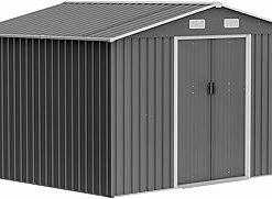 10X8 Feet Outdoor Storage Shed with Metal Foundation and Lockable Doors Multi Functional Weather Resistant Steel Garden Shed for Bikes Tools Lawn Equipment Easy Assembly