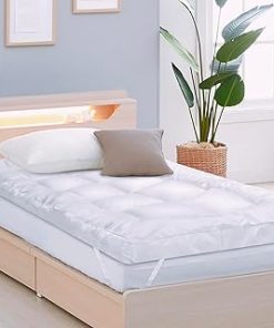 100% Wool Fleece Fitted Mattress Cover Pad with Elastic Bands,Breathable Lamb Wool Mattress,Thicken Pure Wool Bed Topper,Folding Lamb Velvet Mattress,for Twin/Full/Queen/King, White, 1788166