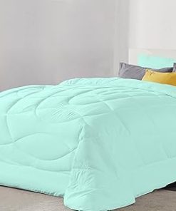 1 Piece U Shape Pattern Comforter Premium Super Soft 400 GSM All Season 800 Thread Count 100% Egyptian Cotton King/California King Size Aqua Blue Color