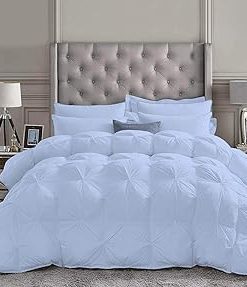 1 Piece Pinch Pleated Comforter Premium 800 Thread Count 100% Egyptian Cotton Super Soft (King/California King Size Taupe Color)
