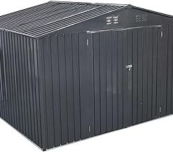 10FT X 8FT Metal Storage Shed for Outdoor with Design of Lockable Slide Doors and Air Vent, Tiny House Utility and Tool Storage for Garden, Backyard, Patio Lawn, Bro