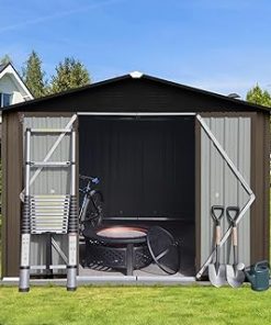 10x8 FT Storage Sheds & Outdoor Storage, Metal Sheds Outdoor Storage Sheds, Outdoor Storage Cabinet Weatherproof, Outdoor Shed with Lock Included, Garden Shed for Tools, Lawnmowers, Barbeques