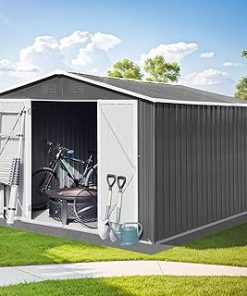 10ft x 8ft Shed Storage Garden,Metal Outdoor Storage Sheds with Vents,Hinged Door and Padlock,Practical Tool Storage shed for Storing Bicycles,Lawnmowers,Barbeques and Garden Tools