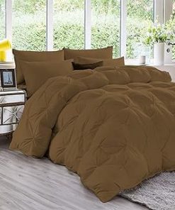 1 Piece Luxury Pinch Pleated Comforter Premium Super Soft 550 GSM All Season Pintuck 1200 Thread Count 100% Egyptian Cotton Super Soft, Super King Size - Taupe Color