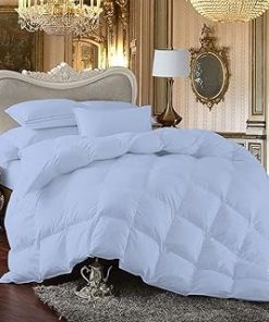 1 Piece Cotton Comforter 400 Thread Count 600 GSM Corner Tabs Box Stitched Down Ultra Soft Luxury Hotel Quality Comfortable Bedding (Burgundy, King)