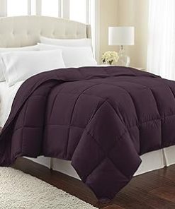 1 Piece Box Stitched Comforter with Corner Tabs 100% Pure Natural Cotton 500 GSM Ultra Soft Fluffy Light Weight Ultimate Design Long Lasting Quilted-Cal-King/King | Purple Only Comforter