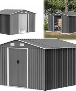 10 X 8 Ft Outdoor Storage Shed, Metal Tool Sheds, Utility and Tool Garden Shed with Lockable Doors for Backyard, Patio, Outside Use, All-Weather Shed for Yard