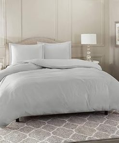 100% Egyptian Cotton 600 TC 1 Pcs Duvet Cover with 2 Pillowshams Luxurious Collection of Duvet Cover Set with Zipper Closure & Corner Ties Ultra Soft Silver - Super Queen(90''X98)