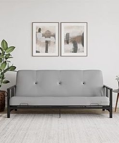 YOSHOOT 6 Inches Futon Mattress Queen Size, Thick Futons Sofa Couch Bed, Floor Mattress for Adults, Shredded Foam Filling, Medium Firm(Frame Not Included), Black