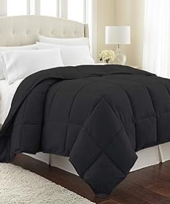 1 Piece Box Stitched Comforter with Corner Tabs 100% Pure Natural Cotton 500 GSM Ultra Soft Fluffy Light Weight Ultimate Design Long Lasting Quilted-Twin/Twin XL | Black Only Comforter