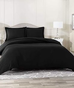 1 Piece Comforter 1000 Thread Count Microfiber Ultra Soft Hotel Quality Luxury Comfortable Bedding (Black, Queen)