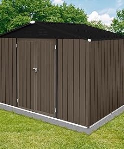 10'x12' Metal Outdoor Shed Organizer & Garden Storage Grey