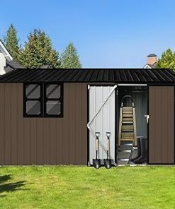 10x12 FT Metal Aluminum Outdoor Storage Shed,Waterproof Tool Sheds with Window,Heavy-Duty Sheds Unit w/Door and Vents,for Storing