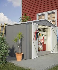 10x8 Ft Heavy Duty Steel Storage Shed - All Weather, Lockable, Outdoor Tool Shed for Garden, Patio & Backyard