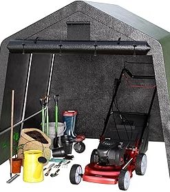 10x10 ft Portable Shed Outdoor Storage Shelter, UV Resistant Carport,Heavy Duty Waterproof Outdoor Storage Shed with Roll-up Zipper Door and Ventilated Windows for Motorcycles,Bikes, and Garden Tools