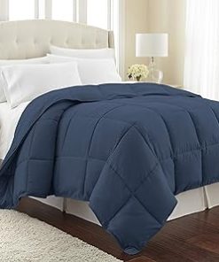1 Piece Box Stitched Comforter with Corner Tabs 100% Pure Natural Cotton 500 GSM Ultra Soft Fluffy Light Weight Ultimate Design Long Lasting Quilted-Oversized King | Dark Blue Only Comforter
