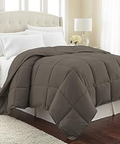 1 Piece Box Stitched Comforter with Corner Tabs 100% Pure Natural Cotton 500 GSM Ultra Soft Fluffy Light Weight Ultimate Design Long Lasting Quilted-Cal-King/King | Dark Taupe Only Comforter